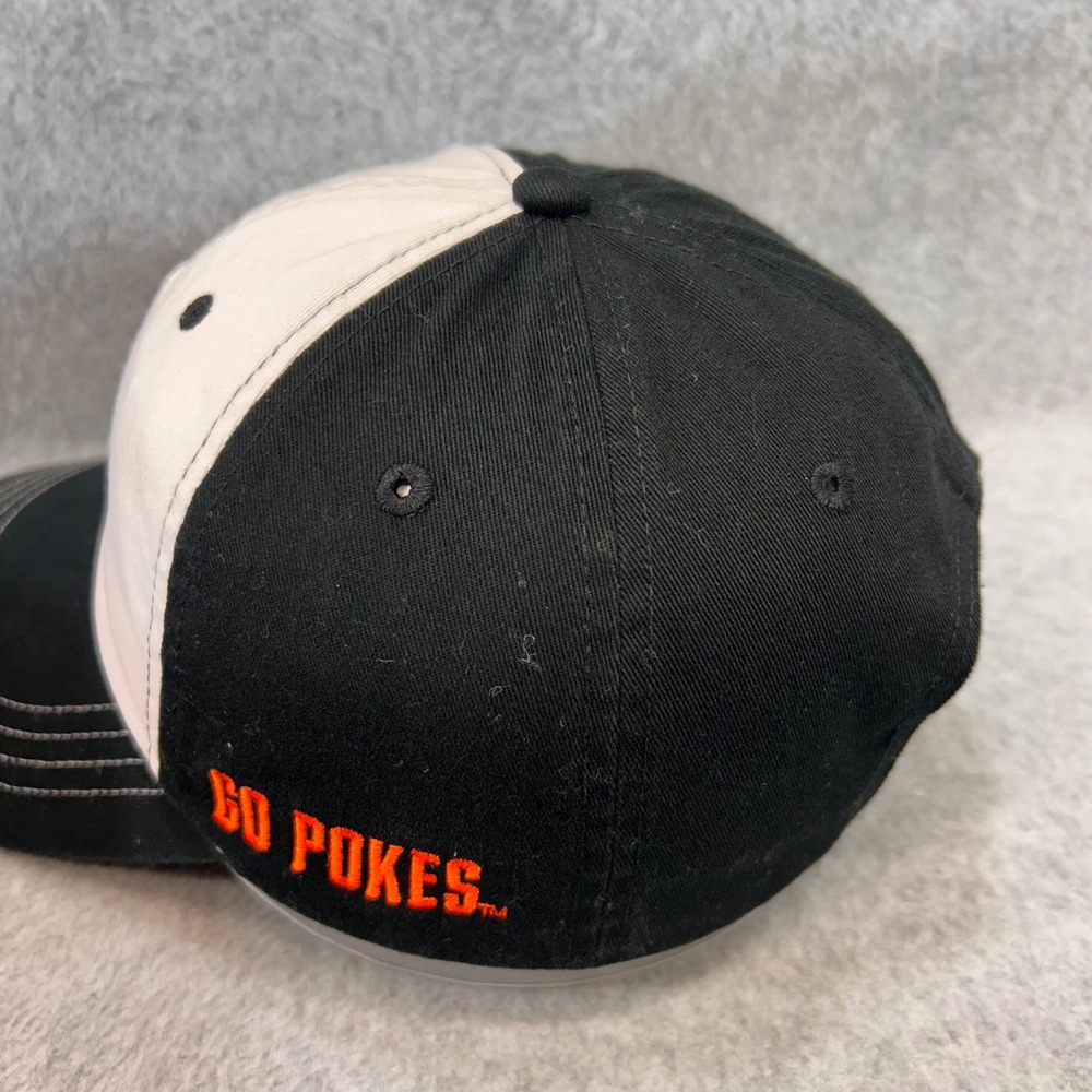 Oklahoma State Pistol Pete Mens Black White Hat Go Pokes Adjustable OSFM - Picture 5 of 12